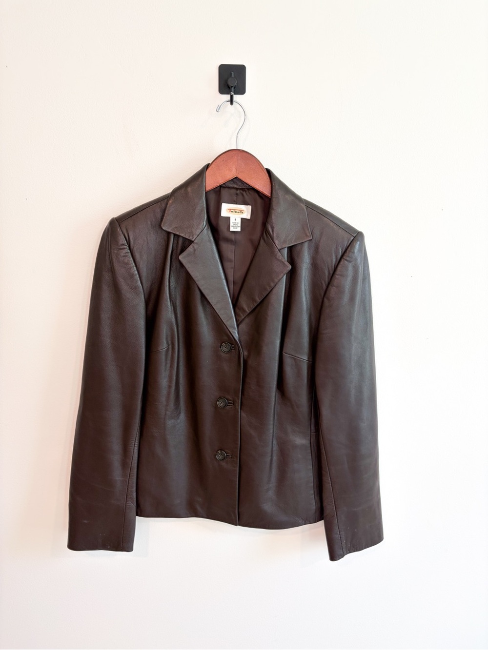 Talbot’s Dark Brown Women's Leather Button-Front Jacket Size 8